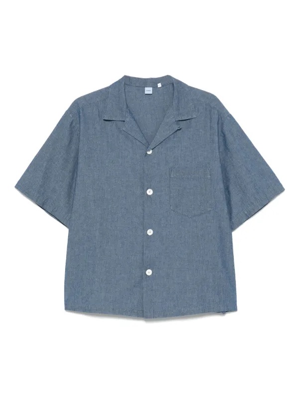 Aspesi Men's Short-Sleeve Button Up Shirt - Blue
